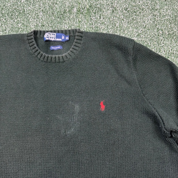 Vintage 90s Polo Ralph Lauren Sweater Men's Size XL Green Cable Knit Pullover - Picture 4 of 7